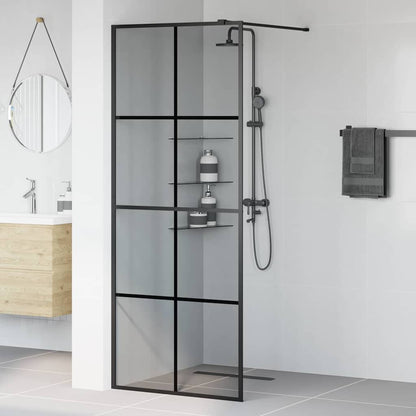 vidaXL Walk-in Shower Wall Black 80 x 195 cm Tempered Glass