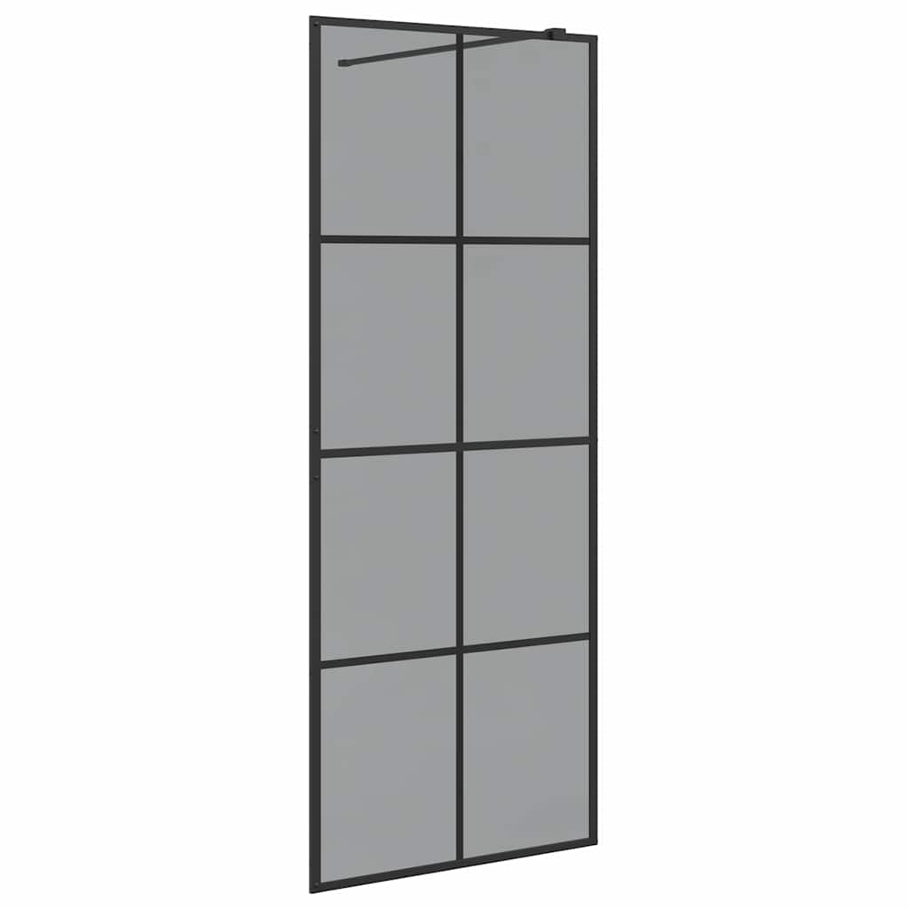 vidaXL Walk-in Shower Wall Black 80 x 195 cm Tempered Glass