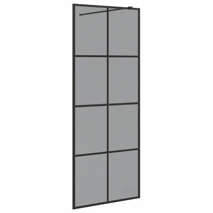 vidaXL Walk-in Shower Wall Black 80 x 195 cm Tempered Glass