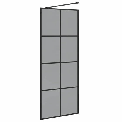 vidaXL Walk-in Shower Wall Black 80 x 195 cm Tempered Glass