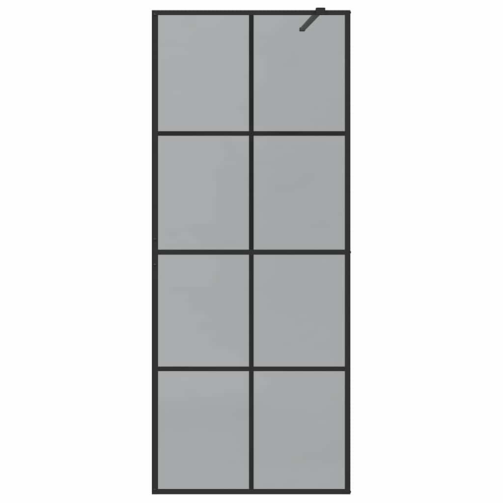 vidaXL Walk-in Shower Wall Black 80 x 195 cm Tempered Glass
