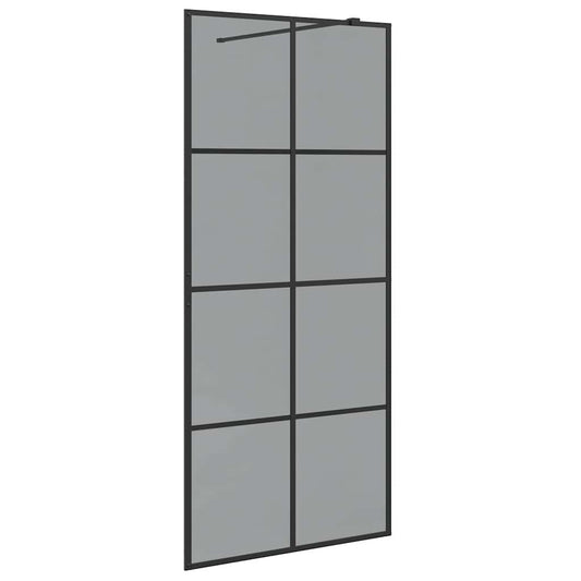 vidaXL Walk-in Shower Wall Black 90 x 195 cm Tempered Glass