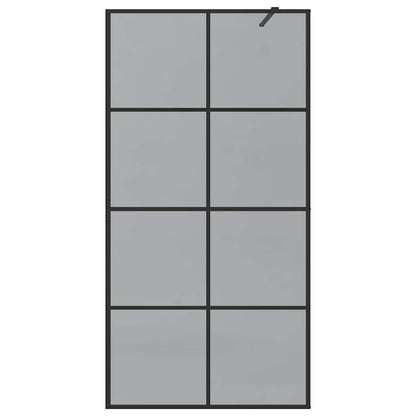 vidaXL Walk-in Shower Wall Black 100 x 195 cm Tempered Glass