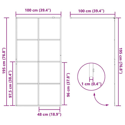 vidaXL Walk-in Shower Wall Black 100 x 195 cm Tempered Glass