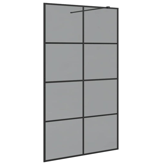 vidaXL Walk-in Shower Wall Black 115 x 195 cm Tempered Glass