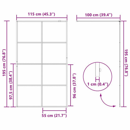vidaXL Walk-in Shower Wall Black 115 x 195 cm Tempered Glass