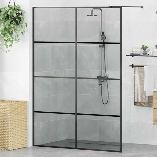 vidaXL Walk-in Shower Wall Black 140 x 195 cm Tempered Glass