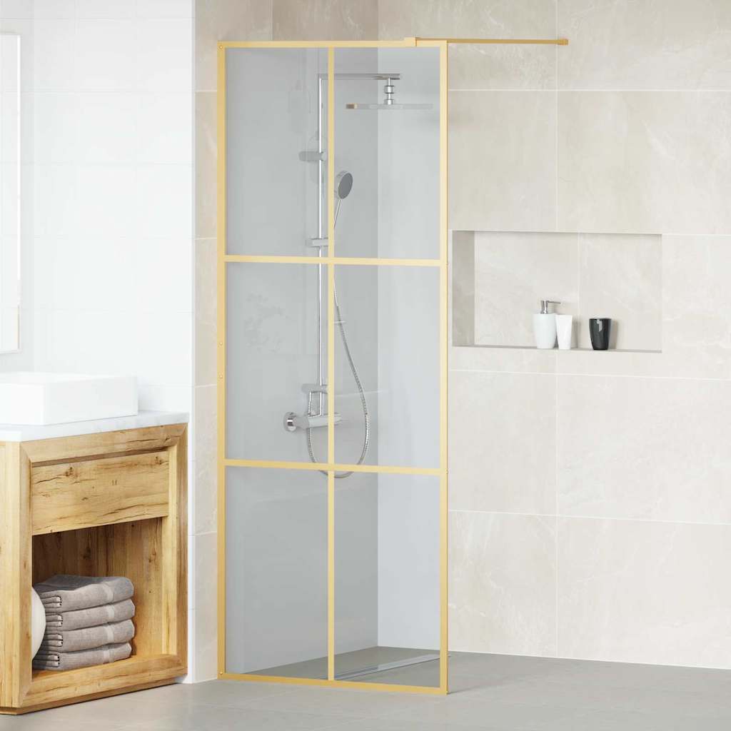 vidaXL Walk-in Shower Wall Gold 80 x 195 cm Tempered Glass