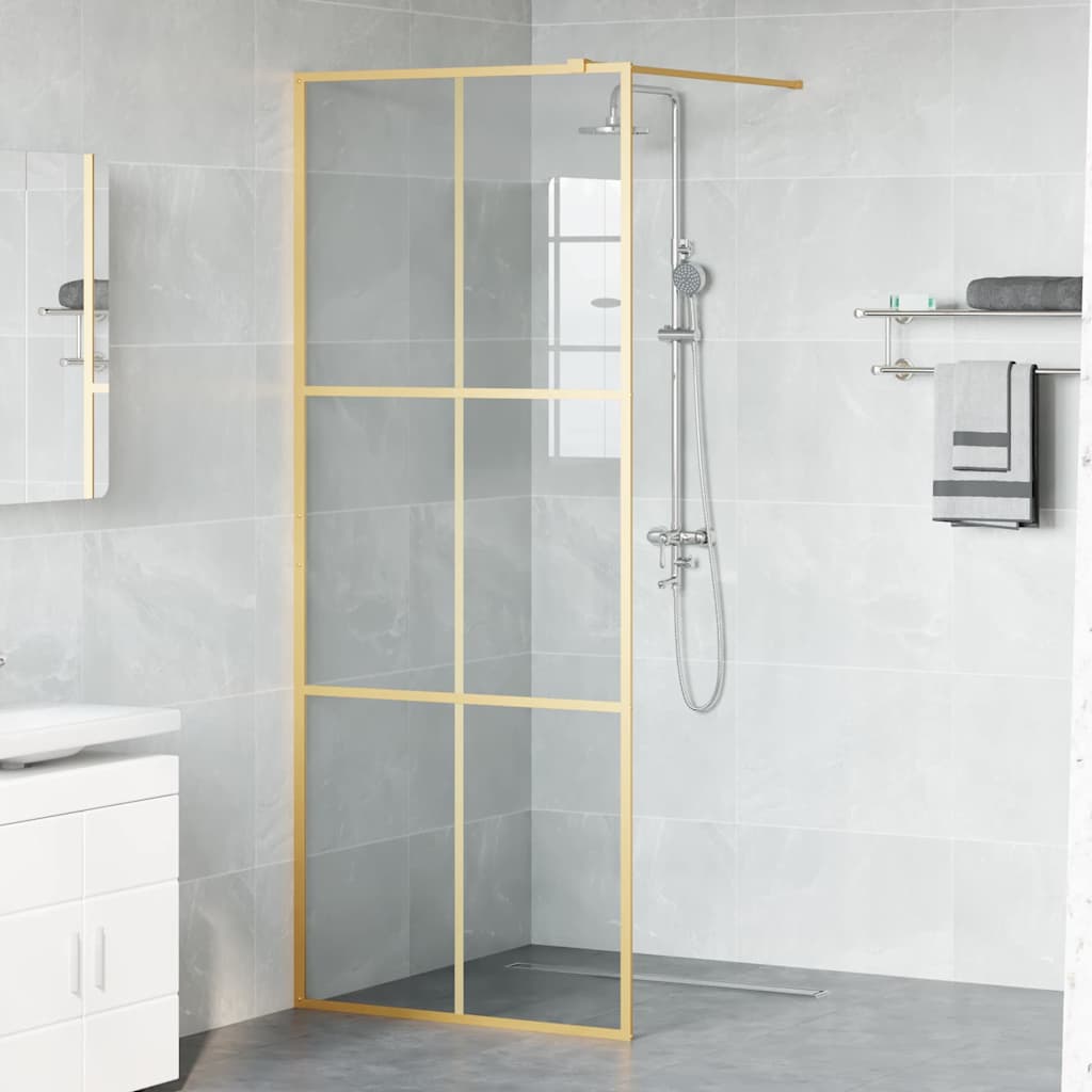 vidaXL Walk-in Shower Wall Gold 80 x 195 cm Tempered Glass
