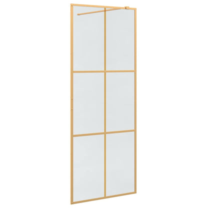 vidaXL Walk-in Shower Wall Gold 80 x 195 cm Tempered Glass