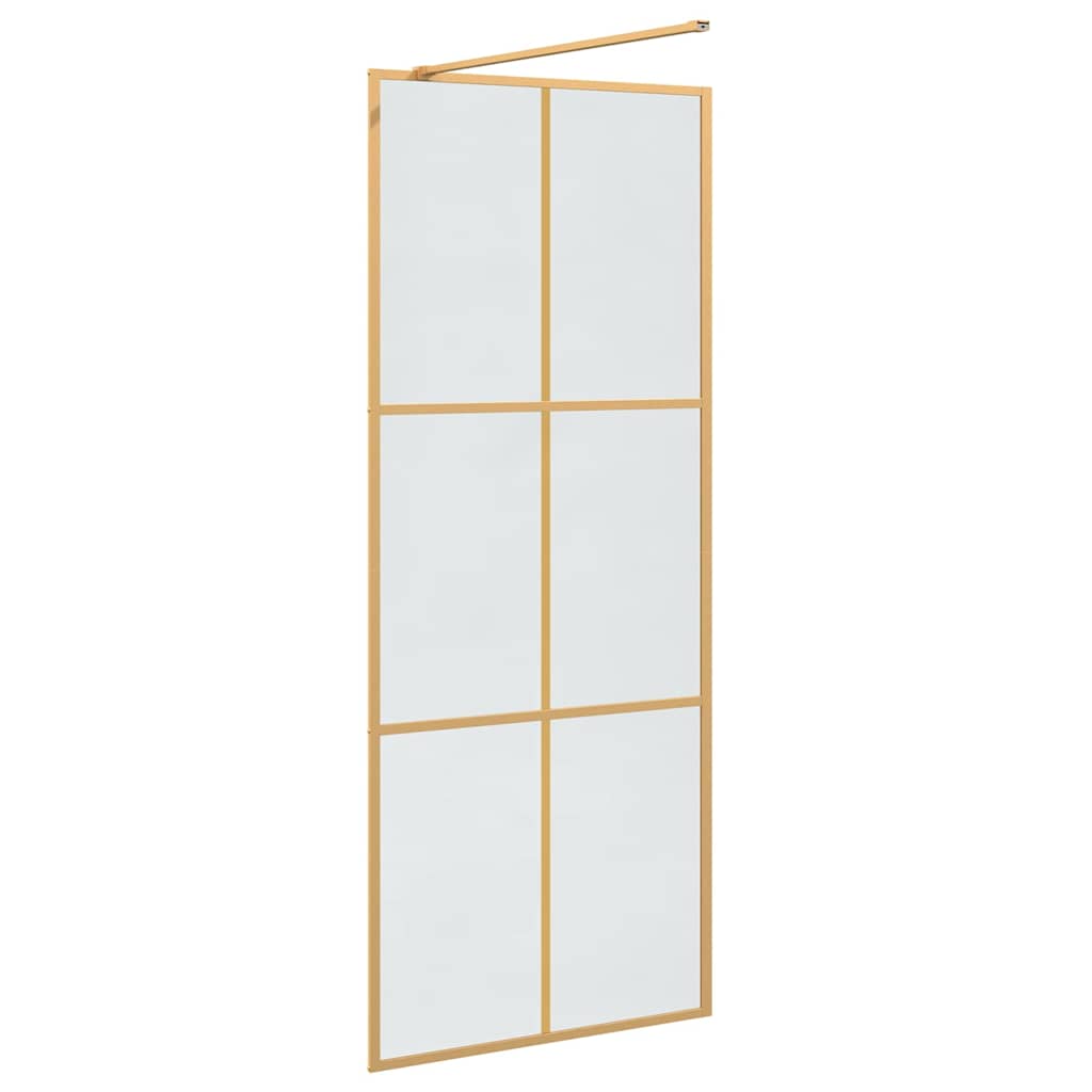vidaXL Walk-in Shower Wall Gold 80 x 195 cm Tempered Glass