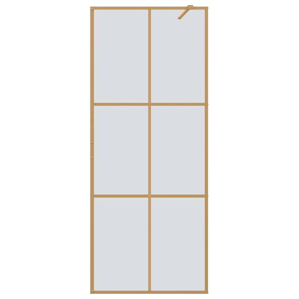 vidaXL Walk-in Shower Wall Gold 80 x 195 cm Tempered Glass