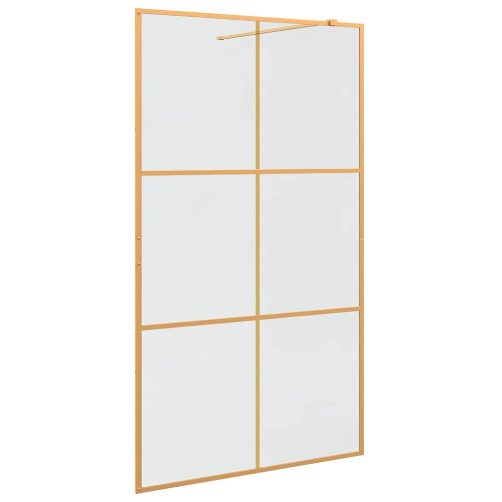 vidaXL Walk-in Shower Wall Gold 115 x 195 cm Tempered Glass