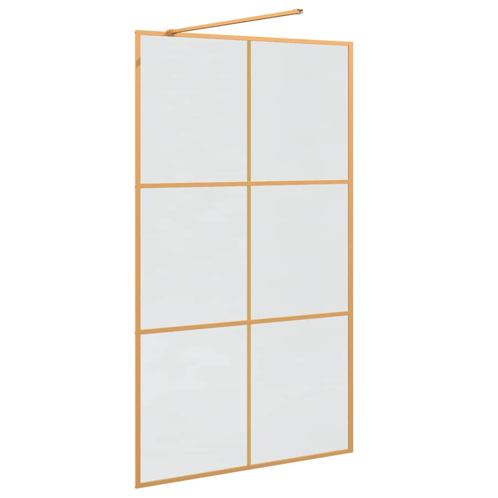 vidaXL Walk-in Shower Wall Gold 115 x 195 cm Tempered Glass