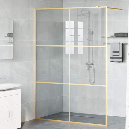 vidaXL Walk-in Shower Wall Gold 140 x 195 cm Tempered Glass