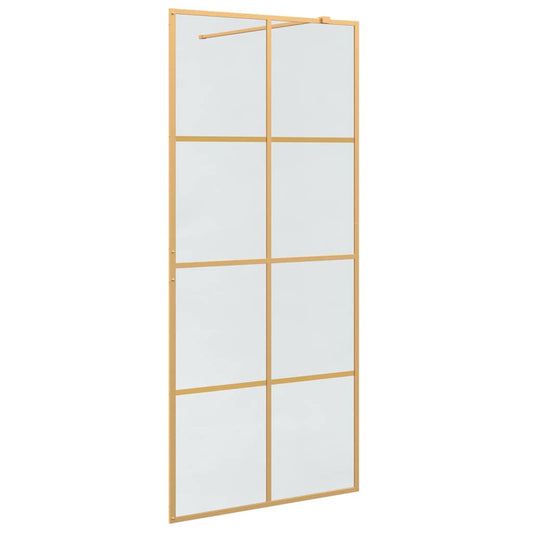 vidaXL Walk-in Shower Wall Gold 90 x 195 cm Tempered Glass