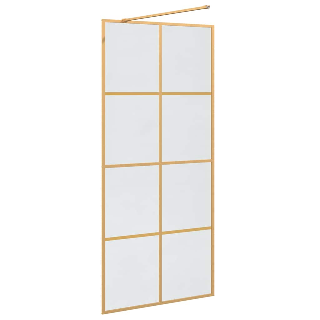 vidaXL Walk-in Shower Wall Gold 90 x 195 cm Tempered Glass