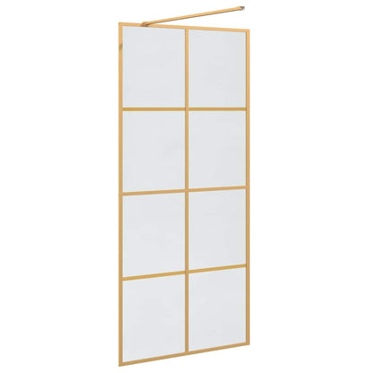 vidaXL Walk-in Shower Wall Gold 90 x 195 cm Tempered Glass