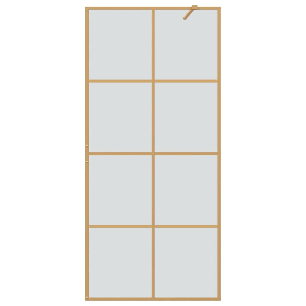 vidaXL Walk-in Shower Wall Gold 90 x 195 cm Tempered Glass