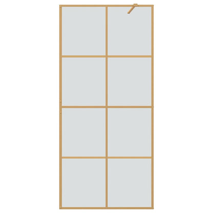 vidaXL Walk-in Shower Wall Gold 90 x 195 cm Tempered Glass