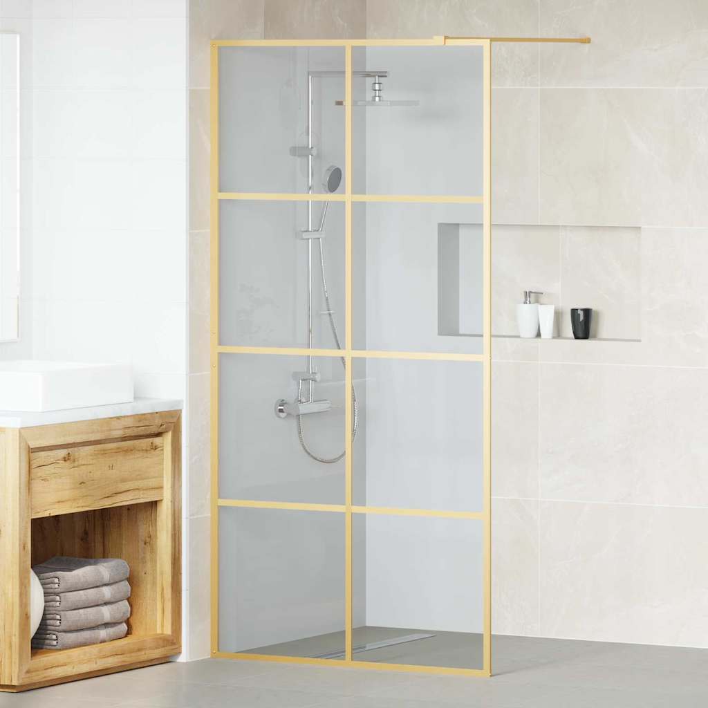 vidaXL Walk-in Shower Wall Gold 100 x 195 cm Tempered Glass