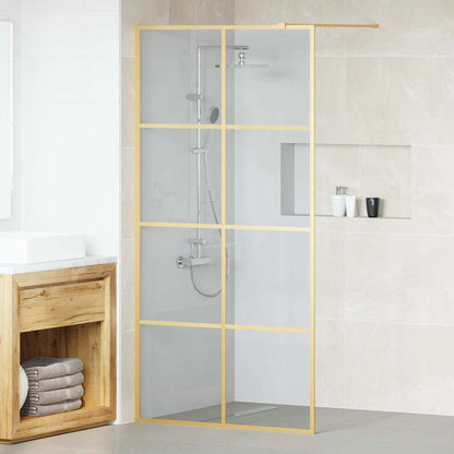 vidaXL Walk-in Shower Wall Gold 100 x 195 cm Tempered Glass