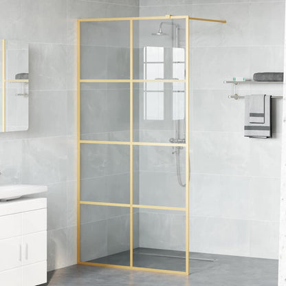 vidaXL Walk-in Shower Wall Gold 100 x 195 cm Tempered Glass