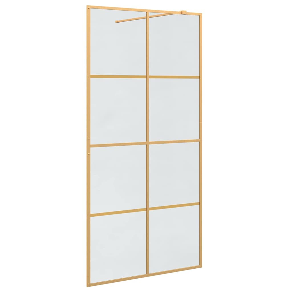 vidaXL Walk-in Shower Wall Gold 100 x 195 cm Tempered Glass