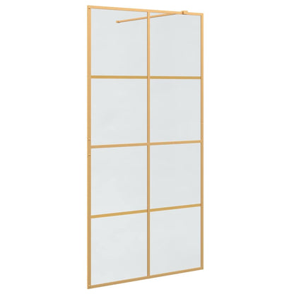 vidaXL Walk-in Shower Wall Gold 100 x 195 cm Tempered Glass