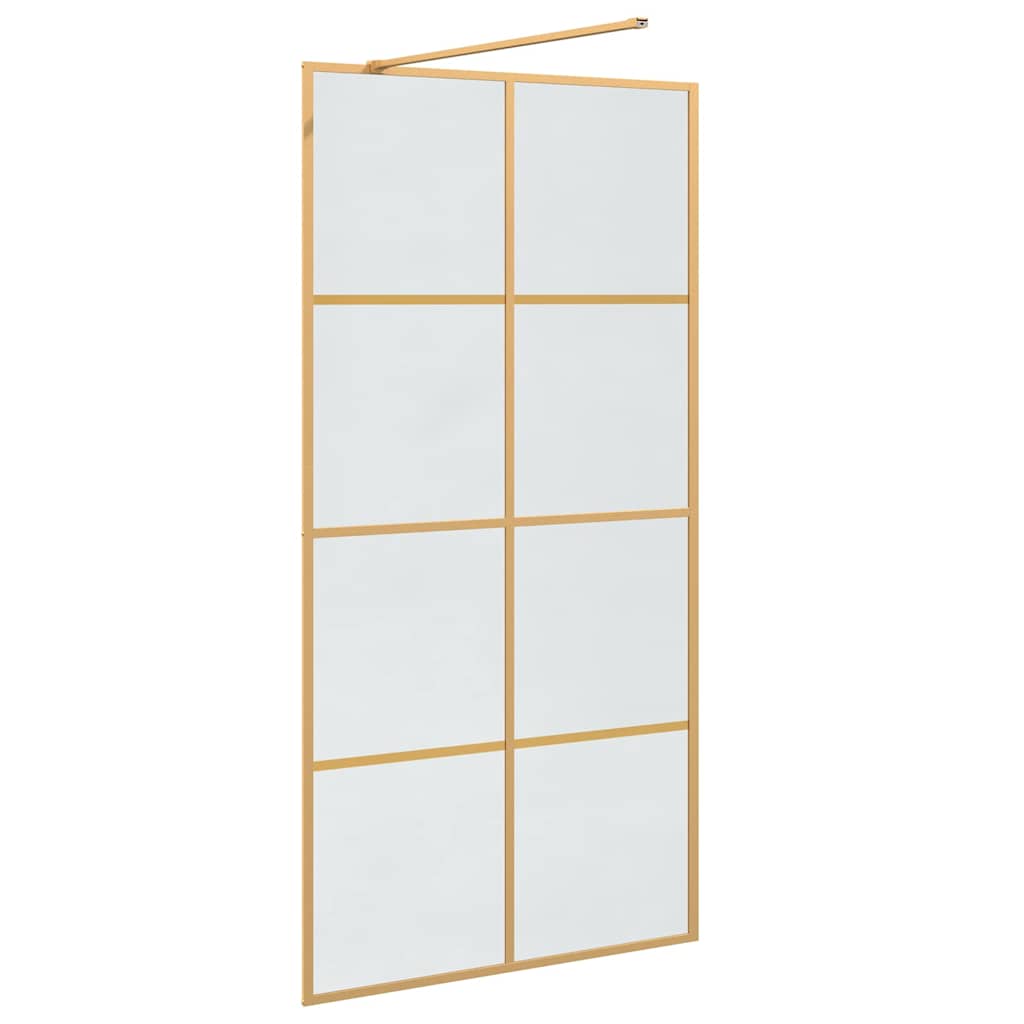 vidaXL Walk-in Shower Wall Gold 100 x 195 cm Tempered Glass