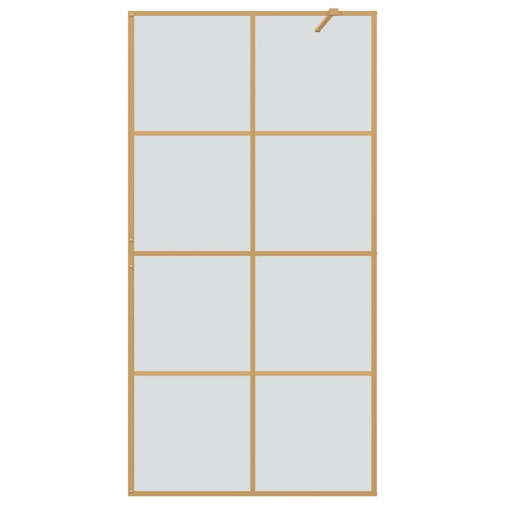 vidaXL Walk-in Shower Wall Gold 100 x 195 cm Tempered Glass