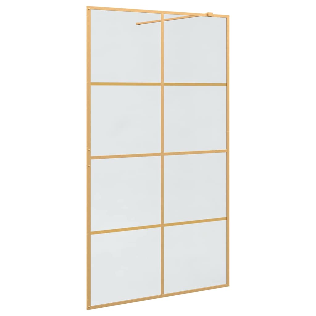 vidaXL Walk-in Shower Wall Gold 115 x 195 cm Tempered Glass