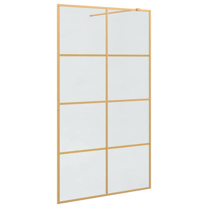 vidaXL Walk-in Shower Wall Gold 115 x 195 cm Tempered Glass