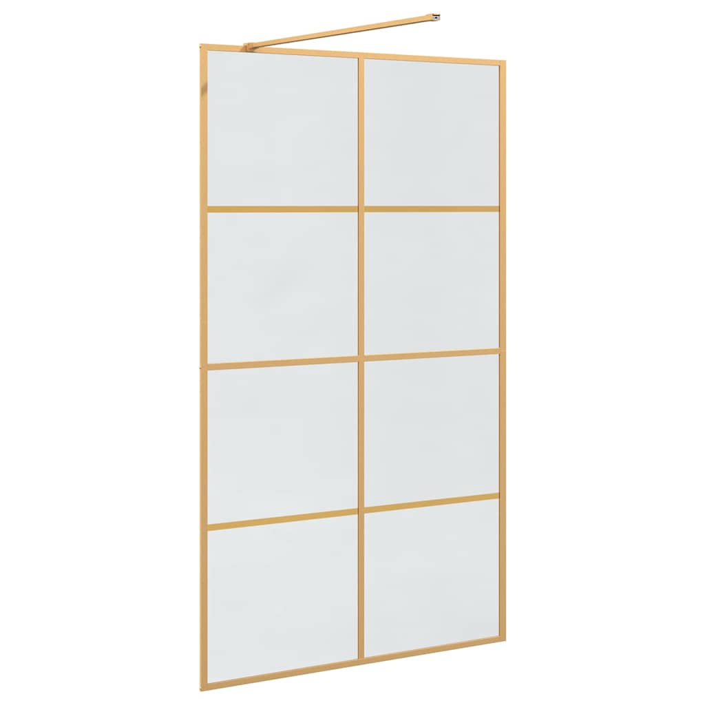 vidaXL Walk-in Shower Wall Gold 115 x 195 cm Tempered Glass