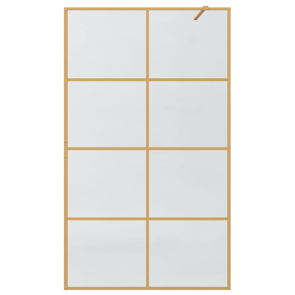 vidaXL Walk-in Shower Wall Gold 115 x 195 cm Tempered Glass