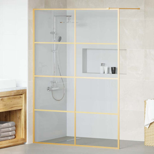 vidaXL Walk-in Shower Wall Gold 140 x 195 cm Tempered Glass