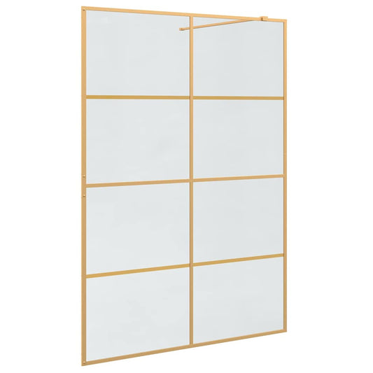 vidaXL Walk-in Shower Wall Gold 140 x 195 cm Tempered Glass