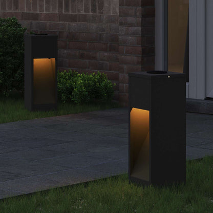 vidaXL Solar Led Pathway Light 2 pcs Black Cold Rolled Steel