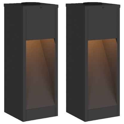 vidaXL Solar Led Pathway Light 2 pcs Black Cold Rolled Steel