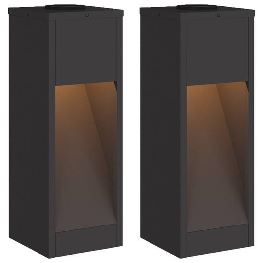 vidaXL Solar Led Pathway Light 2 pcs Black Cold Rolled Steel