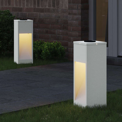 vidaXL Solar Led Pathway Light 2 pcs White Cold Rolled Steel