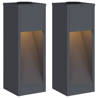 vidaXL Solar Led Pathway Light 2 pcs Anthracite Cold Rolled Steel