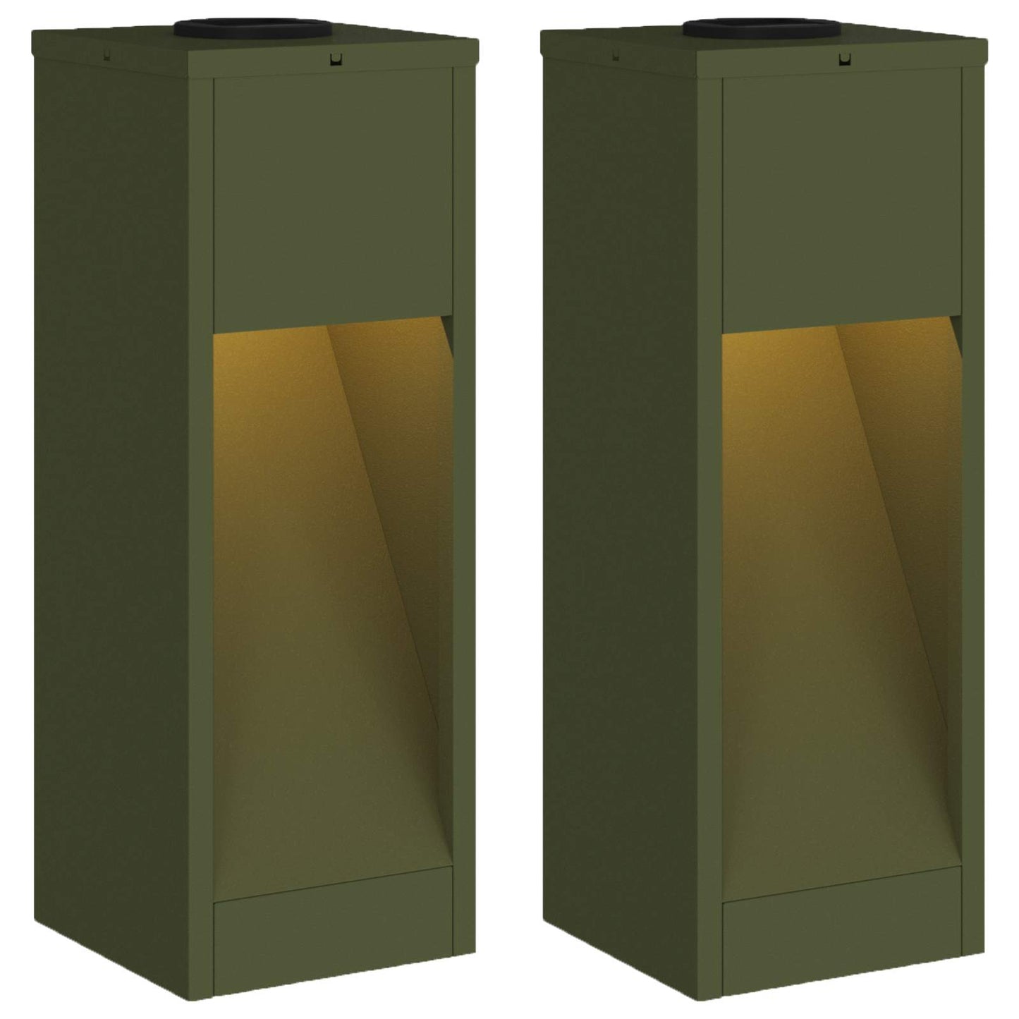 vidaXL Solar Led Pathway Light 2 pcs Olive Green Cold Rolled Steel