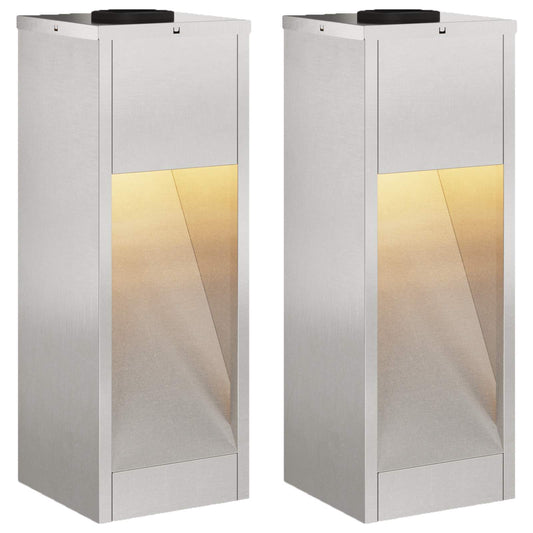 vidaXL Solar Led Pathway Light 2 pcs Silver Stainless Steel