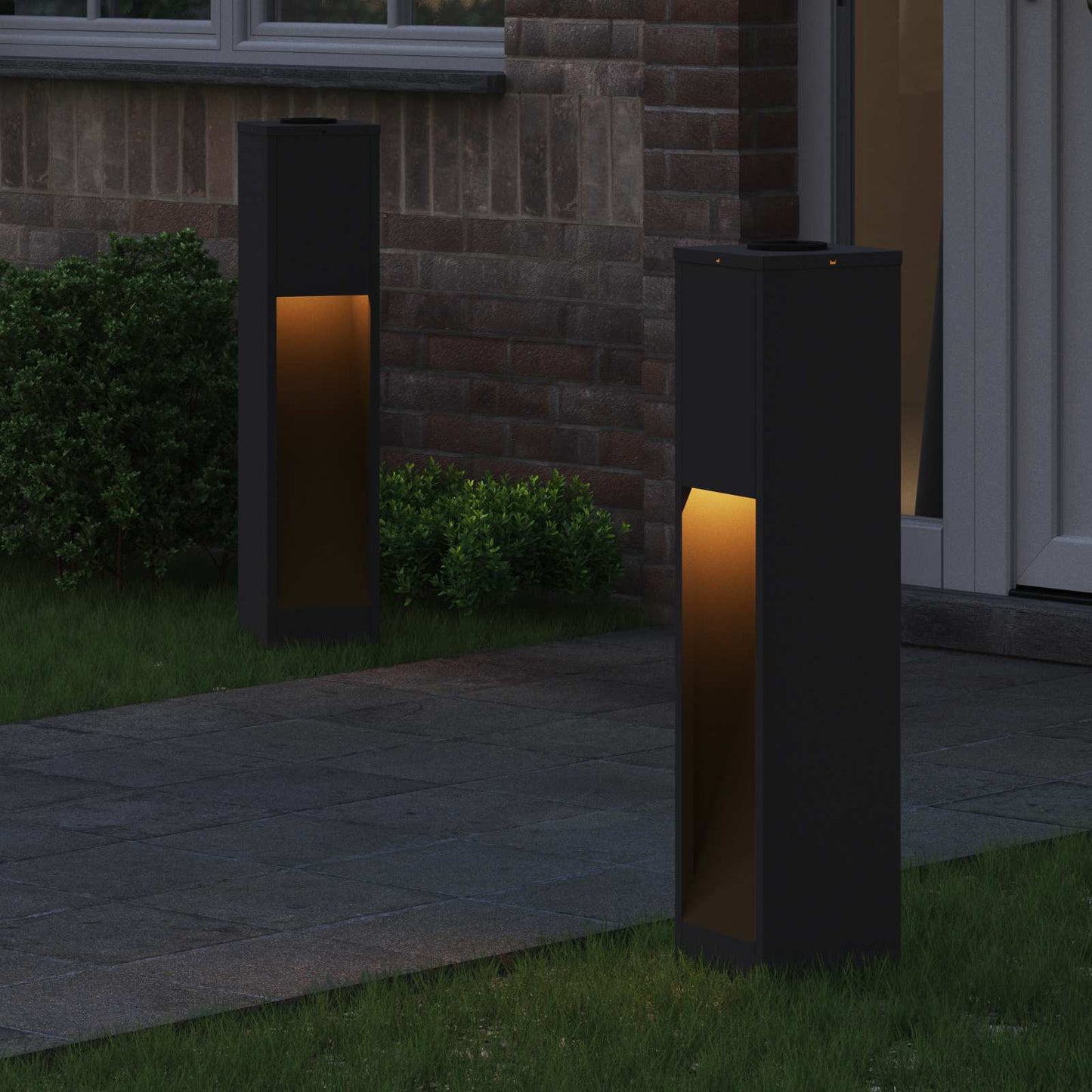 vidaXL Solar Led Pathway Light 2 pcs Black Cold Rolled Steel