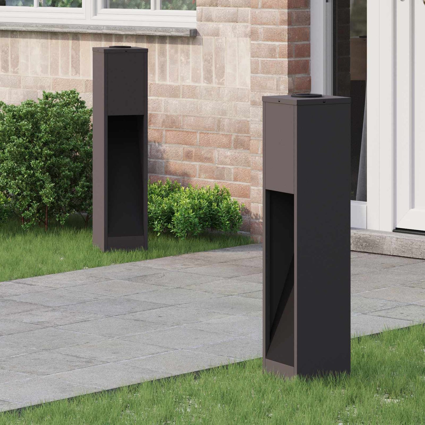 vidaXL Solar Led Pathway Light 2 pcs Black Cold Rolled Steel