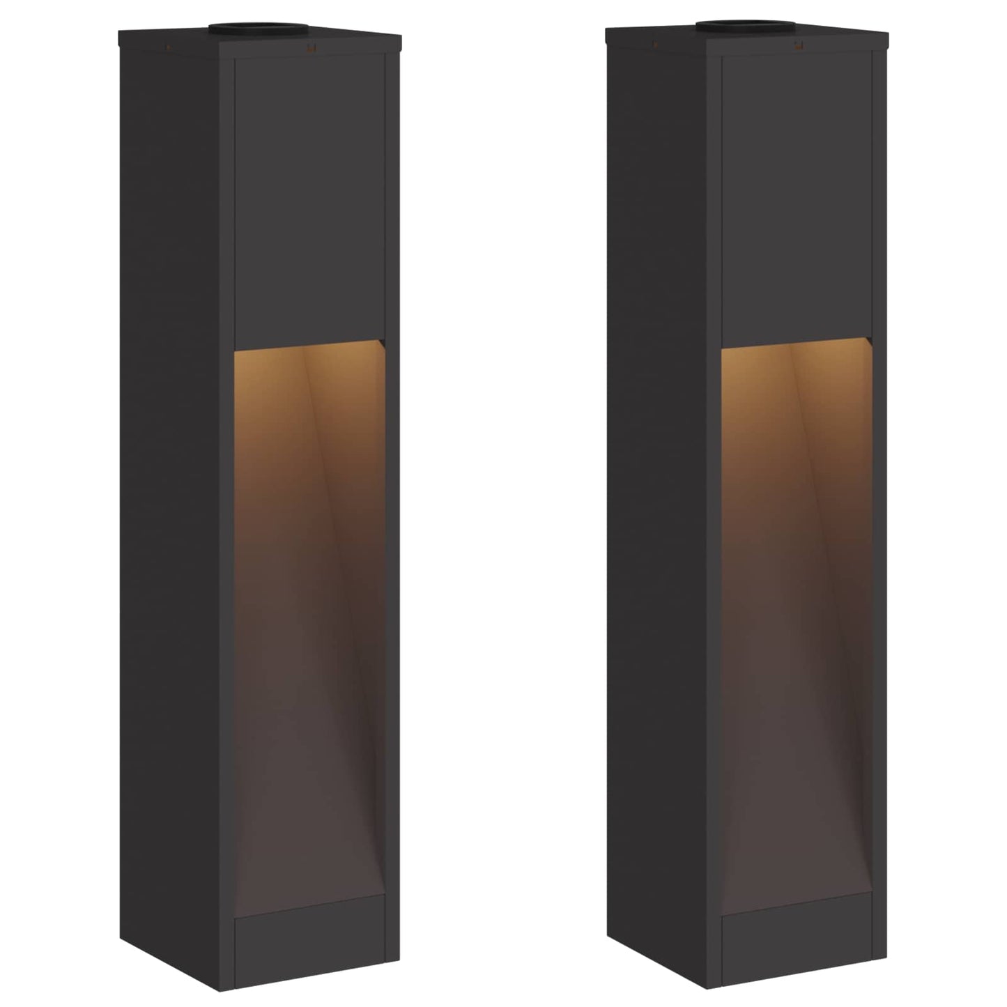 vidaXL Solar Led Pathway Light 2 pcs Black Cold Rolled Steel