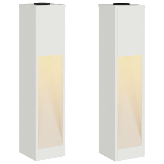 vidaXL Solar Led Pathway Light 2 pcs White Cold Rolled Steel