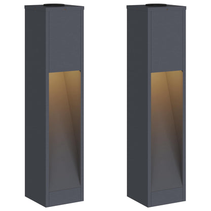 vidaXL Solar Led Pathway Light 2 pcs Anthracite Cold Rolled Steel
