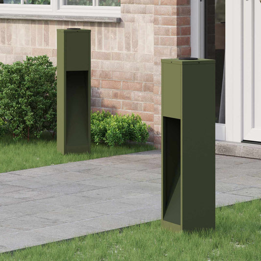 vidaXL Solar Led Pathway Light 2 pcs Olive Green Cold Rolled Steel